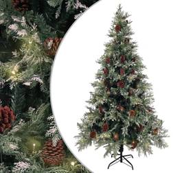 vidaXL Tree with LEDs&Pine Cones Green PVC&PE Christmas Tree