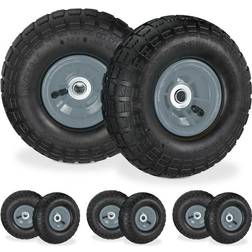 Relaxdays Set of 8 Wheelbarrow Tyres, 4.1/3.5-4, Pneumatic Spare