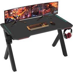 47 Gaming Desk Computer Table PC Laptop RGB LED Lights Racing Gamer Workstation