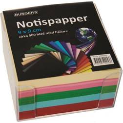Büngers Notisbox 90x90mm, 500ark sorterade färger 9090599