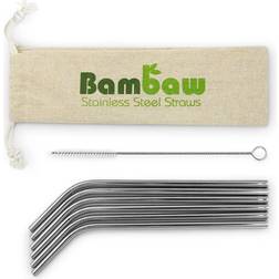 Bambaw Juego de Pajitas de Acero con Estuche de Bambú