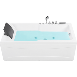 Beliani Left Hand Straight Bath Tub Acrylic Whirlpool White Massage Artemisa