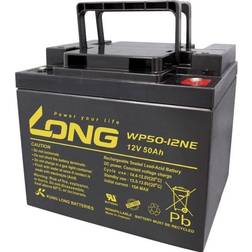 Long WP50-12NE WP50-12NE Blybatteri 12 V 50 Ah Blyfleece (B x H x T) 199 x 171 x 166 mm M6 skruetilslutning Cyklusstabilt, Lav selvafladning