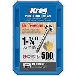 Kreg Vis Zinc 32 mm Avec Filetage Grossier - Boite De 500 Vis - SML-C125-500-INT