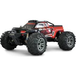 Amewi Daphoenodon rouge brushed 1:12 Auto RC électrique Monstertruck 4 roues motrices (4WD) prêt à fonctionner (RtR) 2,4 GHz avec accu et chargeur, avec effet