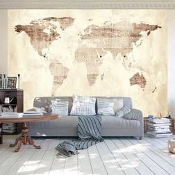 Artgeist Fototapet Precious map, vintage verdenskort i lyse farver (flere størrelser) 350x245