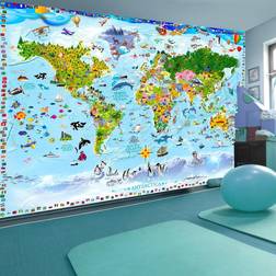 Artgeist Fototapet World Map for Kids, børnevenligt verdenskort (flere størrelser) 400x280