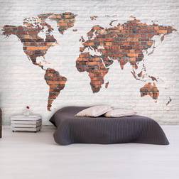 Artgeist Fototapet World Map Brick Wall 350 x 245 cm