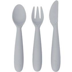 Ezpz 3-Pack Happy Utensils Set In Pewter Pewter Set Of 2