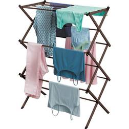 mDesign Tall Vertical Foldable Laundry Drying Rack Compact, Portable and Collapsible for Storage Large Capacity, expands to 29.5 Inches, Bronze