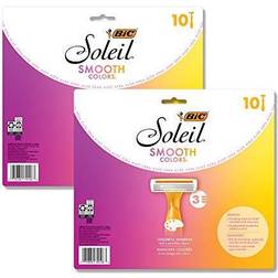 Bic Soleil Smooth Colors Razors with Aloe Vera and Vitamin E Lubricating Disposable Razors for Women, 20-Count, 3 Blades