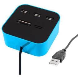 Unique Bargains Light Micro SD TF SD Multi Memory Card Reader 3-Port USB 2.0 Hub