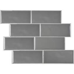 Smart Tiles Smart Tiles 8.38 in. W X 11.56 in. L Gray Mosaic Vinyl Adhesive Wall Tile 4 pc