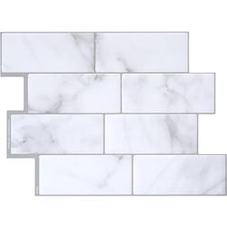 Smart Tiles Smart Tiles 8.38 in. W X 11.56 in. L Gray/White Mosaic Vinyl Adhesive Wall Tile 4 pc