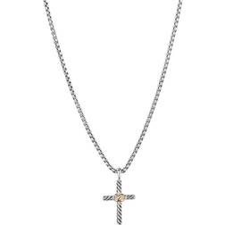 David Yurman Petite x Cross Necklace - Silver/Gold