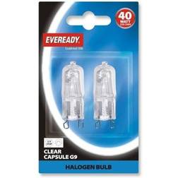 Eveready 40 w klar kapsel G9 halogenlampa glödlampa -Twin-paket, 40 W, vit