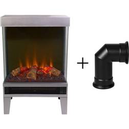 Sureflame ES-9329 Electric Stove in Grey with Angled Stove Pipe in Black