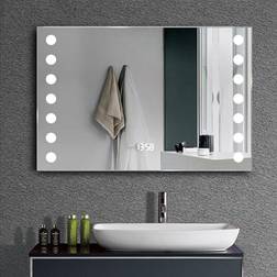 LED Lights Illuminated Bathroom Mirror with Demister Pad Shaver Socket