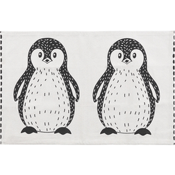 Beliani Kids Room Rug Small Penguin Print Playroom Black Hajdarabad