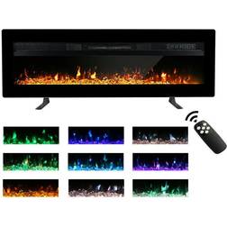 40inch Electric Fireplace 900W/1800W Insert Wall Mounted Freestanding Heater Metal Panel Heater Colorful Flame Remote Control with Crystal