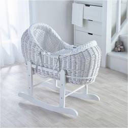 Kinder Valley Dimple White Pod Moses Basket with Rocking Stand Deluxe Fleece Body