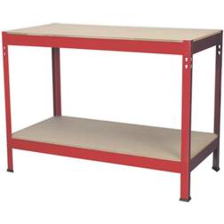 Loops 1.2m x 0.6m Workbench Heavy Duty Steel Frame & Wooden Work Top & Storage Shelf
