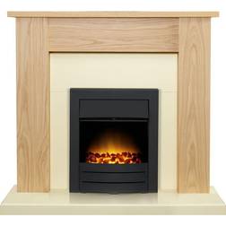 Adam New England Fireplace in Oak & Cream with Colorado Electric Fire in Black, 48 Inch