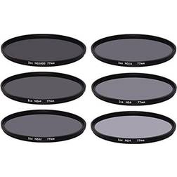 Ice 77mm 6 nd filter set slim nd1000 nd64 nd32 nd16 nd8 nd4 neutral density 77 10, 6, 5, 4, 3, 2 stop optical glass