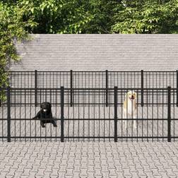 vidaXL Dog Kennel Steel 26.35 mÂ² - Black