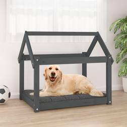 vidaXL Cuccia Per Cani Grigia 81x60x70 cm In Legno Massello Di Pino