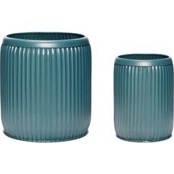 Hübsch Potte, metal, mørkegrøn, sæt/2 Krukke