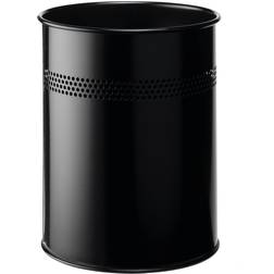 Durable Bin Round Metal Perforated 15 Capacity 30mm Rim Black