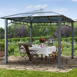 Toolport Gazebo da Giardino 3x3 m Telaio in Alluminio Tetto in Policarbonato Da Ca