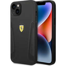 Ferrari iPhone 14 Plus Skal Läder Stamp Sides Svart