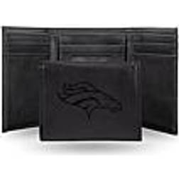 NFL Football Fan Shop Rico Broncos Laser-Engraved Black Trifold Wallet