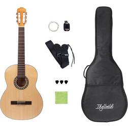 Monoprice Idyllwild Full-Size 4/4 Spruce Top Classical Nylon String Guitar with Accessories and Gig Bag