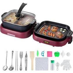 VEVOR 2-in-1-Electric Grill Hot Pot Foldable BBQ