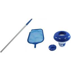 Intex Swimming Pool Pole Kit with Skimmer and Hydrotools Floating Chlorine Dispenser