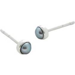 Monica Vinader Mini Pearl Stud Earrings - Silver/Blue