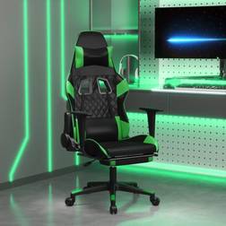 vidaXL Sedia da Gaming Massaggio Poggiapiedi Nero e Verde Similpelle