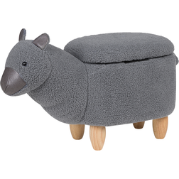 Beliani Grigio Alpaca Poliestere Pouf Di Tessuto