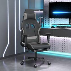 vidaXL Silla gaming con reposapiés tela gris claro y negro Negro