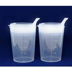 x2 Adult Convalescent Drinking Feeding Cup Beaker with 12X10mm Lip Spout (200ML)