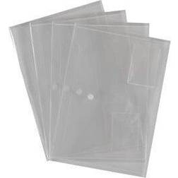 A4 Plastic Popper Stud Wallets Folder Clear Pack 5