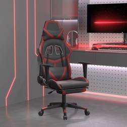 vidaXL Silla gaming con reposapiés cuero sintético negro rojo tinto Negro