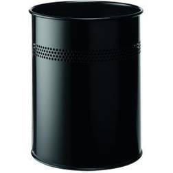 Waste Bin Metal Round Perf 15L 30mm Black