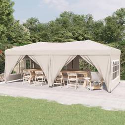 vidaXL Folding Party Tent with Sidewalls Cream