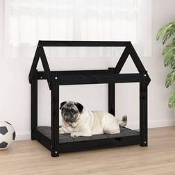 vidaXL Cuccia Per Cani Nera 71x55x70 cm In Legno Massello Di Pino