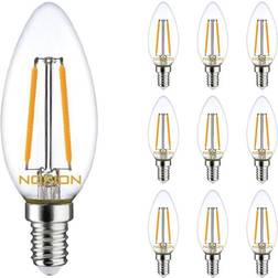 Noxion Fordelspakke 10x Lucent LED E14 Kerte filament klar 2.5W 250lm 827 ekstra varm hvid dæmpbar erstatter 25W