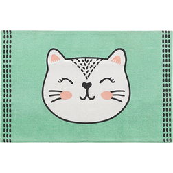 Beliani Rectangular Small Area Rug Kids Room Nursery Cat Design 60 Green Howrah